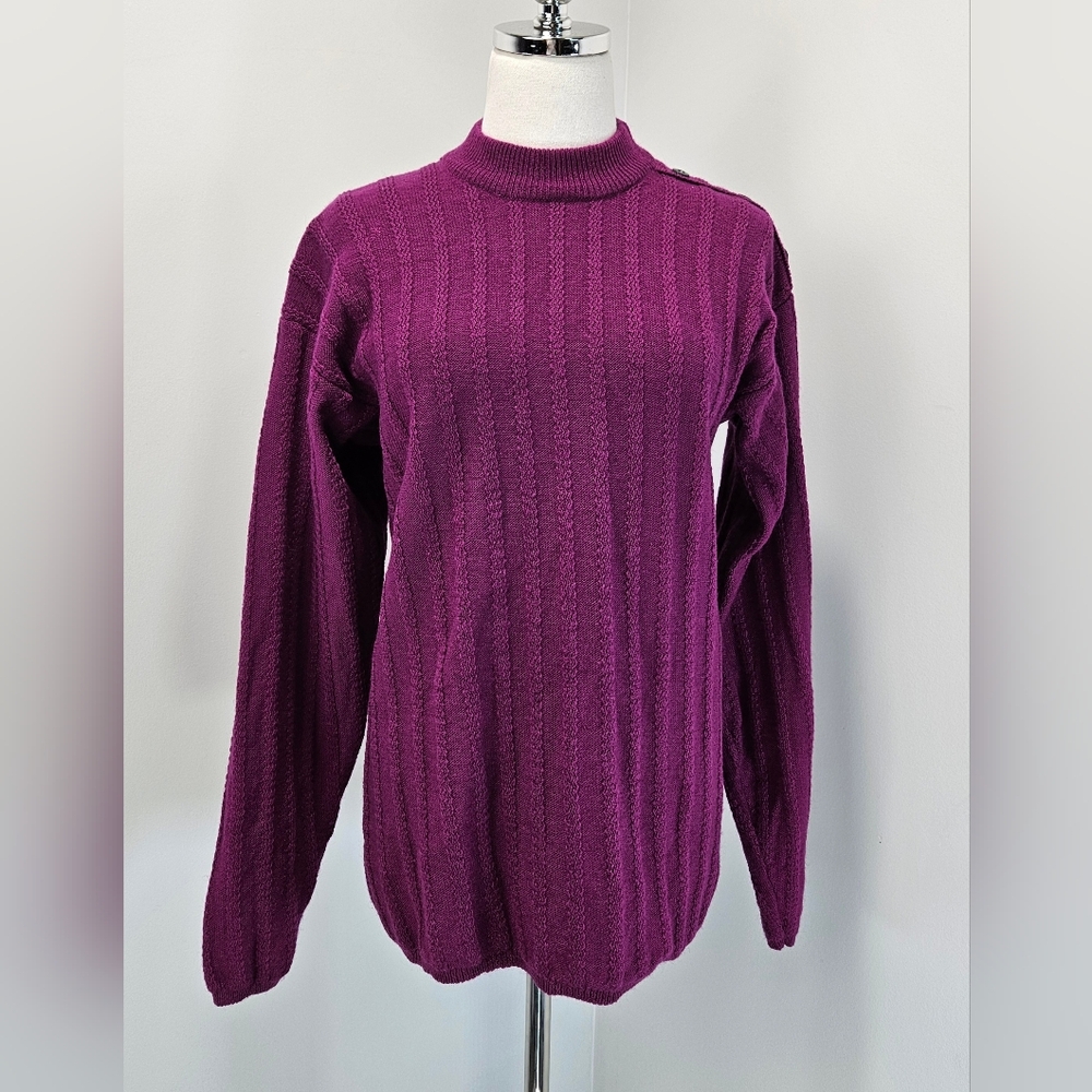 Vintage Talbots Womens Textured Wool Cotton Sweater Small Crew Neck Pullover